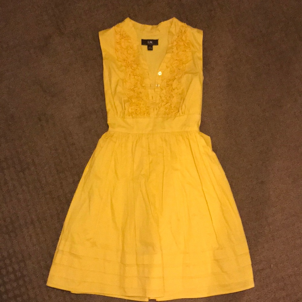 I. N. San Fransisco Yellow Ruffle Dress - Size 3